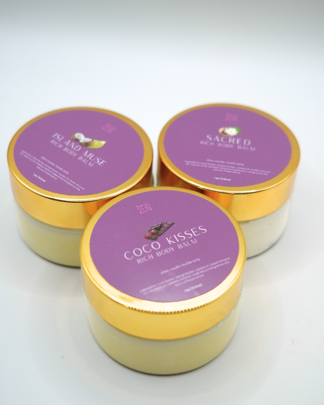 Rich Body Butter Travel Trio ( Island Muse, Sacred, Coco Kisses) | 3 x 1oz Body Butters